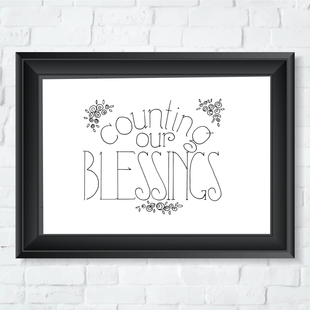 counting our blessings hand-lettering