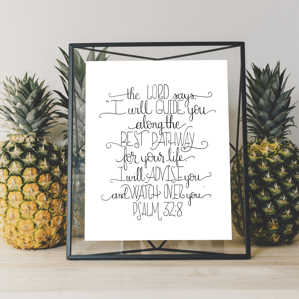 psalm 32 8 bible verse lettered art