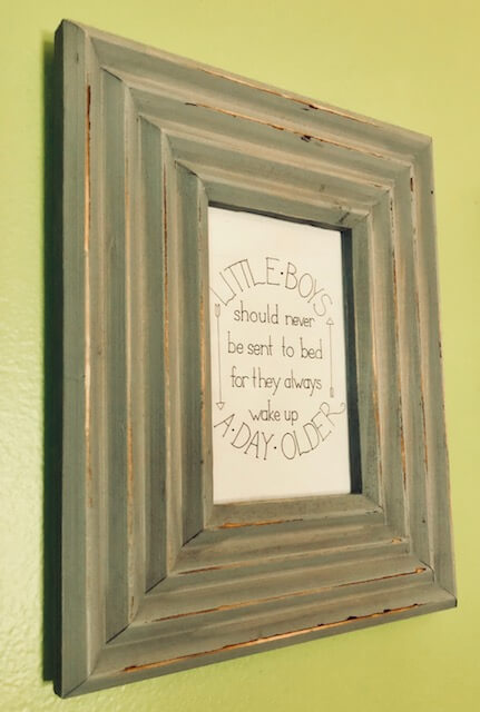 little boys should never be sent to bed for they always wake up a day older print on wall